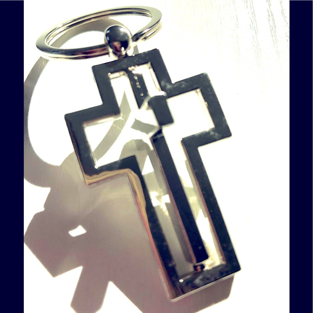 Stainless steel floating Cross key chain